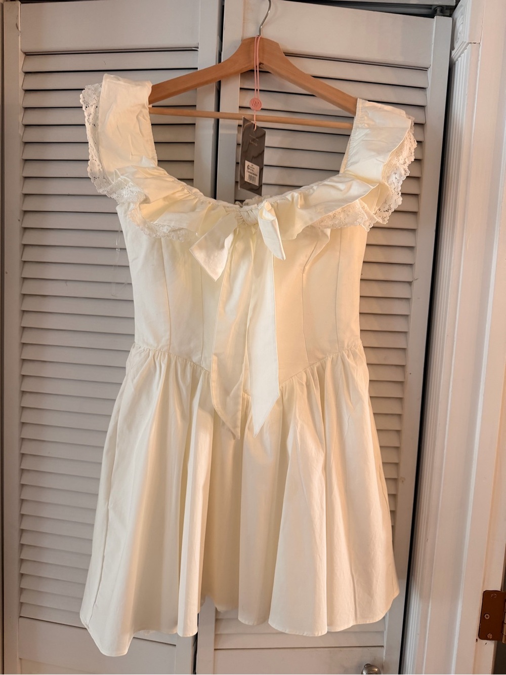 House of CB White Off-Shoulder Ruffle Mini Dress - Picture 2 of 6